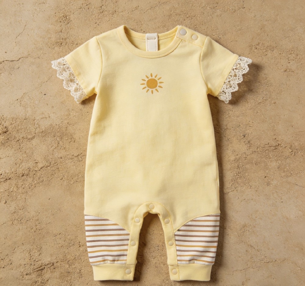 Organic Cotton Sun Ruffle Short-Sleeve Romper