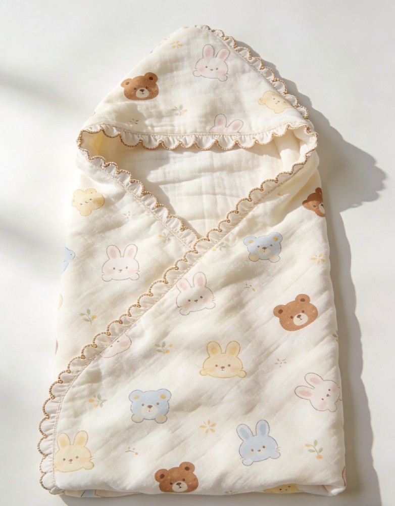 Organic Cotton Embroidered Autumn Swaddle Blanket   
